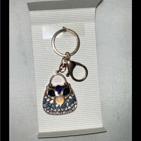 Accessories - Bling Blue Rhinestone Purse Key Chain with Clip NIB GIFTABLE